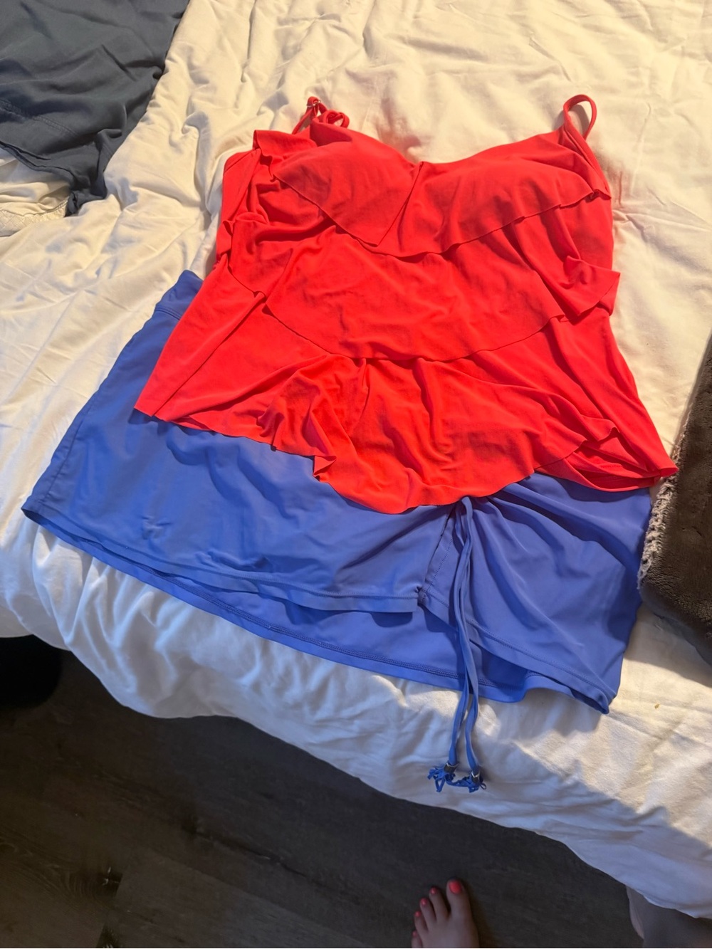 Catalina Blue Swim Top with Tag Detail